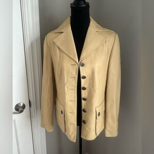 Classic Tan/Yellow Leather Jacket. 100% Italian Leather. Vintage.